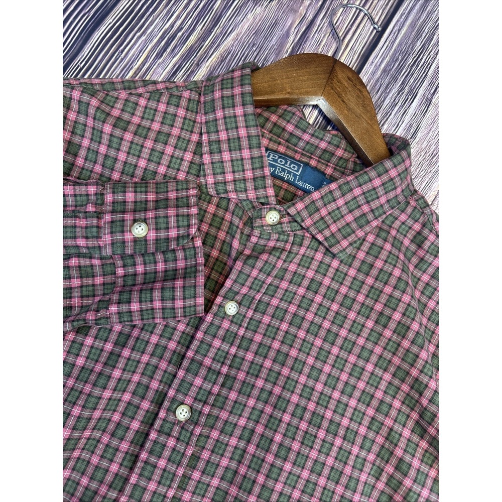 Polo Ralph Lauren Green/Red‎ Check Long Sleeve Button Up Shirt Men's 2XL